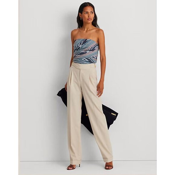 LAUREN RALPH LAUREN Geo Stripe Cotton Strapless Top Blouse Size 6 NEW with tags - Picture 1 of 4